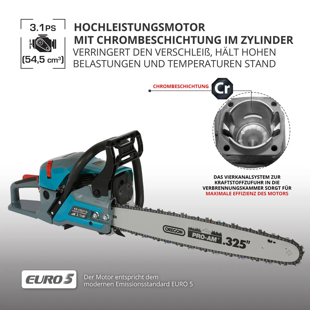 "Könner & Söhnen" Benzin-Kettensäge KS CS31G-18-1 ==> 18"/45cm